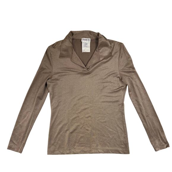 Vintage Cerruti Club Slinky Mocha Long Sleeve Top – Made in Italy - Picture 1 of 7